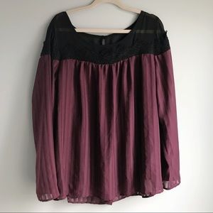 Torrid Purple Blouse Lace Top Keyhole Back (2X)